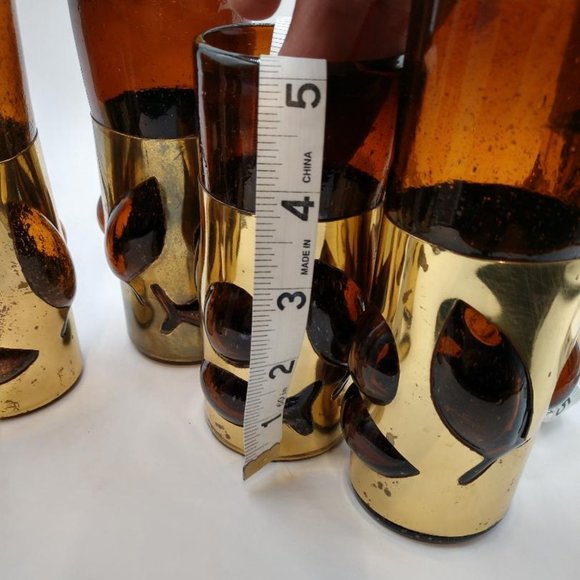 Rare Felipe Derlfinger Caged (metal band) hand blown Amber Tom Collins Glasses - Picture 9 of 16
